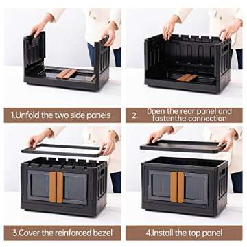 Organization and Storage, Trunk Organizer, Collapsible Outdoor Storage Box, 100Qt Camping Accessories, Stackable Garden Tools Box, Plastic Laundry Room Organization, Storage Bins with Lids (3 Pack)