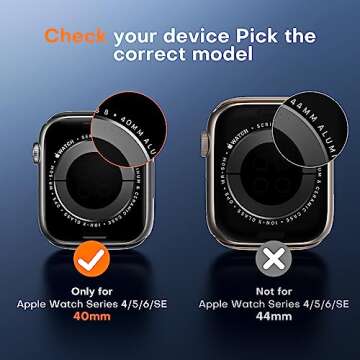 TOCOL 6 Pack Screen Protectors for Apple Watch SE (2nd Gen)/6/5/4 40 mm, Bubble-Free Scratch Resista...