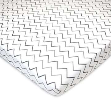 American Baby Company 2 Pack Fitted Pack N Play Playard Sheet 27" x 39", Soft Breathable Neutral 100% Cotton Jersey Pack and Play Sheet, Grey Stars/Zigzag, for Boys and Girls, Fits Most Mini Crib