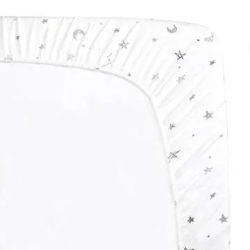 American Baby Company 2 Pack Fitted Pack N Play Playard Sheet 27" x 39", Soft Breathable Neutral 100% Cotton Jersey Pack and Play Sheet, Grey Stars/Zigzag, for Boys and Girls, Fits Most Mini Crib