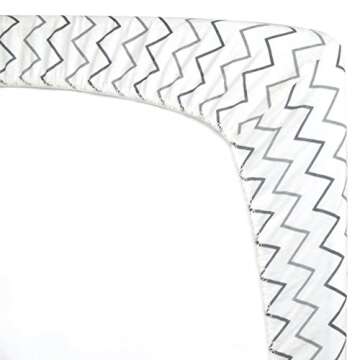 American Baby Company 2 Pack Fitted Pack N Play Playard Sheet 27" x 39", Soft Breathable Neutral 100% Cotton Jersey Pack and Play Sheet, Grey Stars/Zigzag, for Boys and Girls, Fits Most Mini Crib