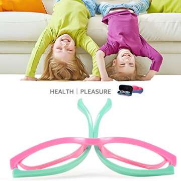 SEEAFUN Blue Light Glasses for Kids Girls Boys with Cute Car Case, UV400 Protection, Anti Blue Ray Age3-12