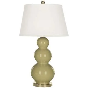 SAFAVIEH Lighting Collection Pamela Modern Contemporary Taupe Triple Gourd Ceramic 27-inch Bedroom Living Room Home Office Desk Nightstand Table Lamp Set of 2 (LED Bulbs Included)