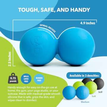 RAD Roller Original Peanut Roller Ball Massager - Medium Density Peanut Massage Ball - Myofascial Release for Back, Feet, Neck, Psoas - Suboccipital Release Device, Thoracic Spine Roller Balls