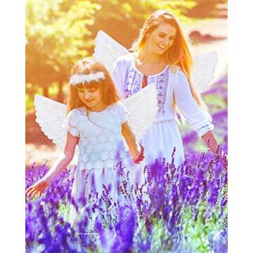 SzJias Angel Costume Wings and Halo Angel Costume Wings for Girls Kids Angel Feather Wings for Hallo...