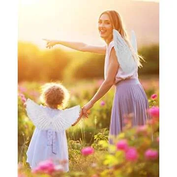 SzJias Angel Costume Wings and Halo Angel Costume Wings for Girls Kids Angel Feather Wings for Halloween Christmas Eve (White)