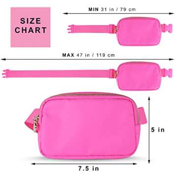 Belt Bag for Women, Fanny Pack for Girls Fashion Waist Packs Cross Body Everywhere Belt Bag Crossbody Fanny Packs for Women Hot Pink Belt Bag for Girls Crossbody Bags Hot Pink Fanny Pack for Women