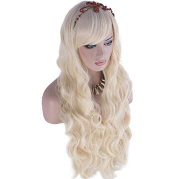 DAOTS 32" Long Light Blonde Cosplay Wig - Perfect for All Occasions!