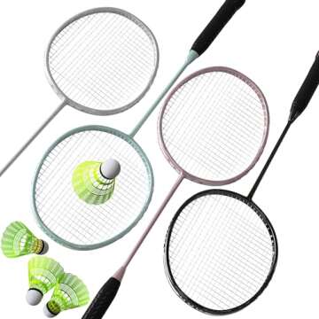 Senston Badminton Racket, Lightweight Badminton Rackets Set with 6 Nylon Shuttlecocks for Outdoor, Backyards, Gym, Pack of 4