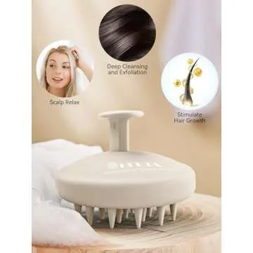 HEETA Scalp Massager Hair Growth, Scalp Scrubber with Soft Bristles, Integrated Silicone Design, Scalp Exfoliator for Dandruff Removal & Relax Scalp, Shampoo Brush Fit Wet Dry Hair Use, Oatmeal