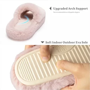 Chantomoo Women's Slippers Memory Foam House Bedroom Slippers for Women Fuzzy Plush Comfy Faux Fur Lined Slide Shoes Anti-Skid Sole Trendy Gift Slippers Pink Size7 8 6.5