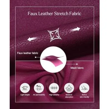 Popilush Faux Leather Skirts with Built in Mesh Shapewear Tummy Control High Waist Midi Skirt for Women Purple