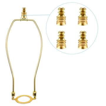 ECUDIS Pack of 4 Solid Metal Lamp Finials Caps Knob for Lamp Shade Harp Holder Lamp Decoration Accessories, 1 Inch Tall (Brass)