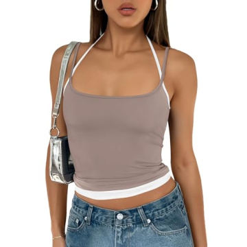 Trendy Queen Women's Y2K Adjustable Strap Summer Crop Top - Stylish & Comfortable