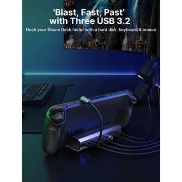JSAUX Docking Station for Steam Deck/Rog Ally/Legion Go, 7-in-1 Steam Deck Dock with HDMI 4K@60Hz, DisplayPort, Gigabit Ethernet, USB-A 3.2 and 100W Charge Compatible with Steam Deck OLED-HB0702