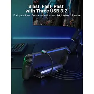 JSAUX Docking Station for Steam Deck/Rog Ally/Legion Go, 7-in-1 Steam Deck Dock with HDMI 4K@60Hz, DisplayPort, Gigabit Ethernet, USB-A 3.2 and 100W Charge Compatible with Steam Deck OLED-HB0702