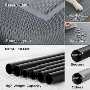 Bedsure XL Elevated Cooling Dog Bed Cot, Raised Pet Beds with No-Slip Feet, Stable Frame & Durable Supportive Teslin Recyclable Mesh, Breathable, Indoor and Outdoor, Multi Size Breathable Mesh