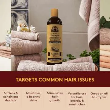 Okay-MEN 3 in 1 Shampoo and Conditioner - Castor Oil Shampoo and Conditioner, Beard Wash, Clarifying Treatment for Dry Damaged Hair, Dandruff, Curly Hair - 16 Fl Oz (Pack of 1)