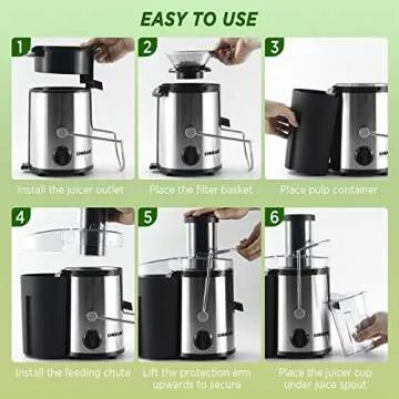 CHULUX Juicer Machine, Centrifugal Juice Extractor Maker with Recipe Book, Wide Mouth Juicing Machine, High Juice Yield, BPA-Free, Easy to Clean, for Fruits and Veggies