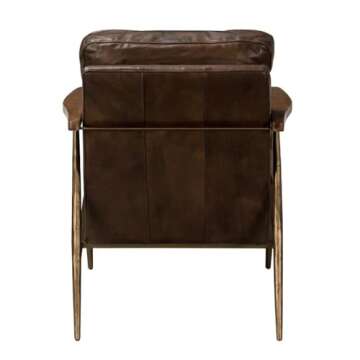 Kosas Home Arnold Cushion Back Transitional Leather Club Chair in Antique Brown