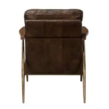 Kosas Home Arnold Cushion Back Transitional Leather Club Chair in Antique Brown