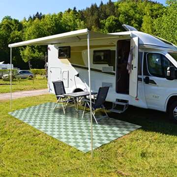 Kurala Reversible Rugs Plastic Patio Area Rugs, Lightweight Outside Mats for Patio, Straw, RV Camping, Beach and Picnic (5x8ft Green)