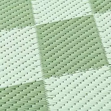 Kurala Reversible Rugs Plastic Patio Area Rugs, Lightweight Outside Mats for Patio, Straw, RV Camping, Beach and Picnic (5x8ft Green)