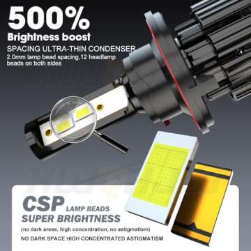 XWQHJW Compatible for Ford F150 High Low Beam Fog Lights 2004 2005 2006 2007 2008 2009 2010 2011 2012 2013 2014, 6000K Bright White Light Bulbs, Plug n Play, Powersports Bulbs, 4-Pack