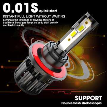 XWQHJW Compatible for Ford F150 High Low Beam Fog Lights 2004 2005 2006 2007 2008 2009 2010 2011 2012 2013 2014, 6000K Bright White Light Bulbs, Plug n Play, Powersports Bulbs, 4-Pack