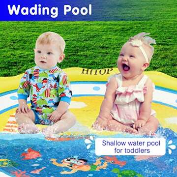 HITOP Kids Sprinklers for Outside, Splash Pad for Toddlers & Baby Pool 3-in-1 60" Water Toys Gifts for 1 2 3 4 5 Year Old Boys Girls Splash Play Mat