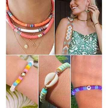 Gionlion Clay Beads Bracelet Making Kit, Pack 2 Boxes Preppy Letter Spacer Beads and Charms Kit for ...