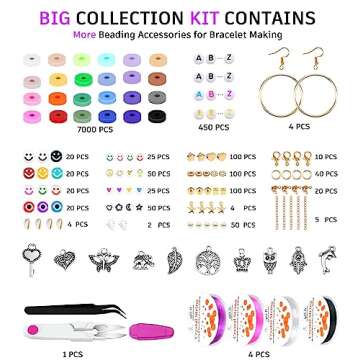 Gionlion Clay Beads Bracelet Making Kit, Pack 2 Boxes Preppy Letter Spacer Beads and Charms Kit for Friendship Jewelry Making, Arts and Crafts Gifts for Girls Ages 8-12