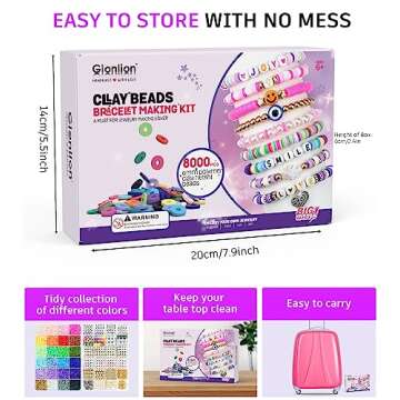 Gionlion Clay Beads Bracelet Making Kit, Pack 2 Boxes Preppy Letter Spacer Beads and Charms Kit for Friendship Jewelry Making, Arts and Crafts Gifts for Girls Ages 8-12