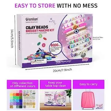 Gionlion Clay Beads Bracelet Making Kit, Pack 2 Boxes Preppy Letter Spacer Beads and Charms Kit for Friendship Jewelry Making, Arts and Crafts Gifts for Girls Ages 8-12