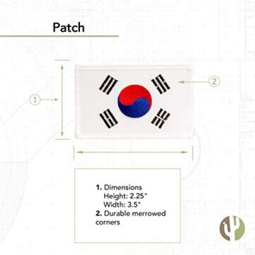 Desert Cactus South Korea Flag Patch – 3.5" x 2.25" Embroidered Iron On/Sew On Applique for Blazer...