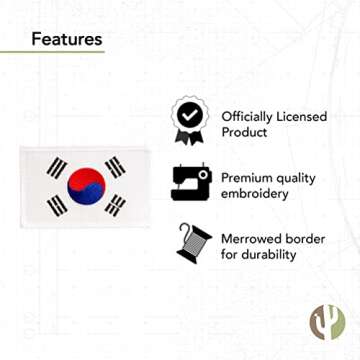 Desert Cactus South Korea Flag Patch – 3.5" x 2.25" Embroidered Iron On/Sew On Applique for Blazers, Jackets, Backpacks, Bags, Hats & Tactical Gear – (Single Patch)