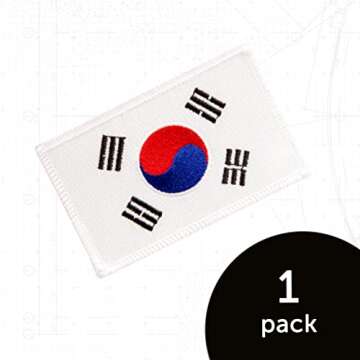 Desert Cactus South Korea Flag Patch – 3.5" x 2.25" Embroidered Iron On/Sew On Applique for Blazers, Jackets, Backpacks, Bags, Hats & Tactical Gear – (Single Patch)