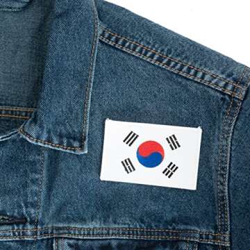 Desert Cactus South Korea Flag Patch – 3.5" x 2.25" Embroidered Iron On/Sew On Applique for Blazers, Jackets, Backpacks, Bags, Hats & Tactical Gear – (Single Patch)