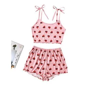 SweatyRocks Women's Strawberry Print Pajama Set