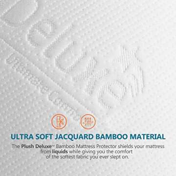 PlushDeluxe Premium Bamboo Mattress Protector – Twin Size, Waterproof, & Ultra Soft Breathable Noi...