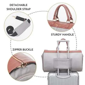 Modoker Womens Convertible Garment Bags for Travel, Carry On Garment Bag - 2 in 1 Hanging Suitcase Suit Luggage Bag, Grey