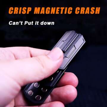 STONESTAR Mecha Fidget Slider, Glow-in-The-Dark Magnetic Metal Fidget Toys, 3-Layer Push Card Sensory Toys EDC Fidget Toy for Adults, Helps Relieve ADHD/Anxiety/Stress (Blue Light)