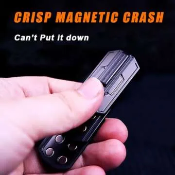 STONESTAR Mecha Fidget Slider, Glow-in-The-Dark Magnetic Metal Fidget Toys, 3-Layer Push Card Sensory Toys EDC Fidget Toy for Adults, Helps Relieve ADHD/Anxiety/Stress (Blue Light)