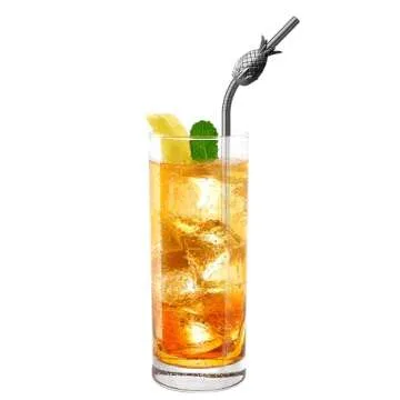 Homestia Pineapple Stainless Steel Drinking Straws with Tips