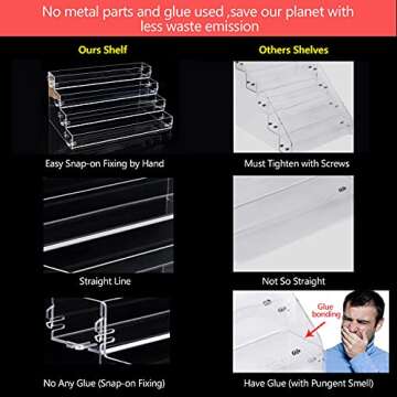BVANQ 4 Tier Sunglasses Organizer Acrylic Sunglass Holder Nail Polish Organizer Countertop Stand Display No Pungent Acrylic Glue Assembly