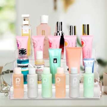 BVANQ 4 Tier Sunglasses Organizer Acrylic Sunglass Holder Nail Polish Organizer Countertop Stand Display No Pungent Acrylic Glue Assembly