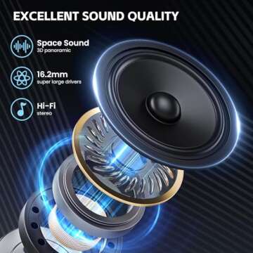 TRAUSI Wireless Earbuds, Open Ear Headphones, Bluetooth 5.3 Stereo Sound Ear Buds, Headset with LED Digital Display, 50Hrs Playtime for Sports and Workouts - Black