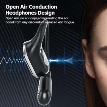 TRAUSI Wireless Earbuds, Open Ear Headphones, Bluetooth 5.3 Stereo Sound Ear Buds, Headset with LED Digital Display, 50Hrs Playtime for Sports and Workouts - Black