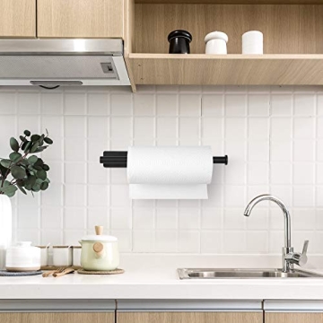 Paper Towel Holder - Self Adhesive or Drilling, Under Cabinet Rack, SUS304 Stainless Steel Wall Mount Towel Holder for Kitchen, Pantry, Sink, Bathroom