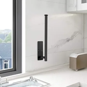 Paper Towel Holder - Self Adhesive or Drilling, Under Cabinet Rack, SUS304 Stainless Steel Wall Mount Towel Holder for Kitchen, Pantry, Sink, Bathroom